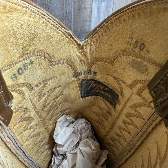 Mens Tony Lama 1960s Gold Label Antelope Leather Western Cowboy Boots Size 8 B - Picture 10 of 11